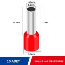 6 GA Kablo İçin Oto Amfi ve Blok Giriş Ucu 10 Adet 6 GA Kablo İçin Oto Amfi ve Blok Giriş Ucu 10 Adet